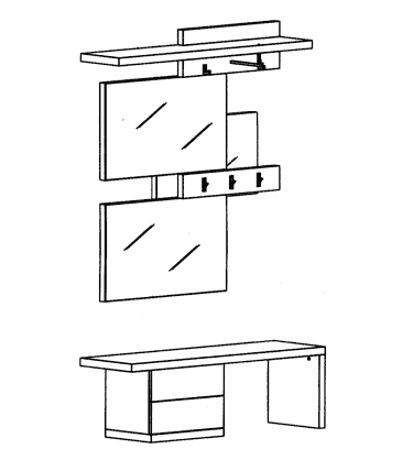 Cade Garderoben Set 2 - Basalt