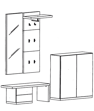 Cade Garderoben Set 5 - Basalt