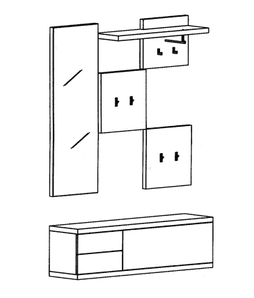 Cade Garderoben Set 7 - Basalt